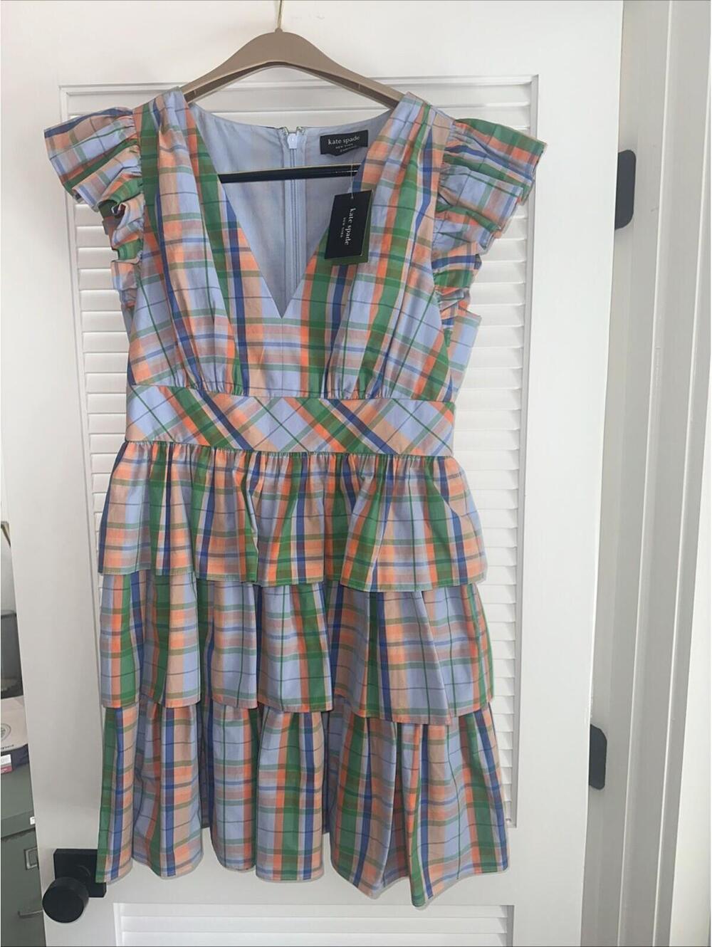 NWT Kate Spade New Madras Tiered Cotton Minidress Size 8 retail $348
